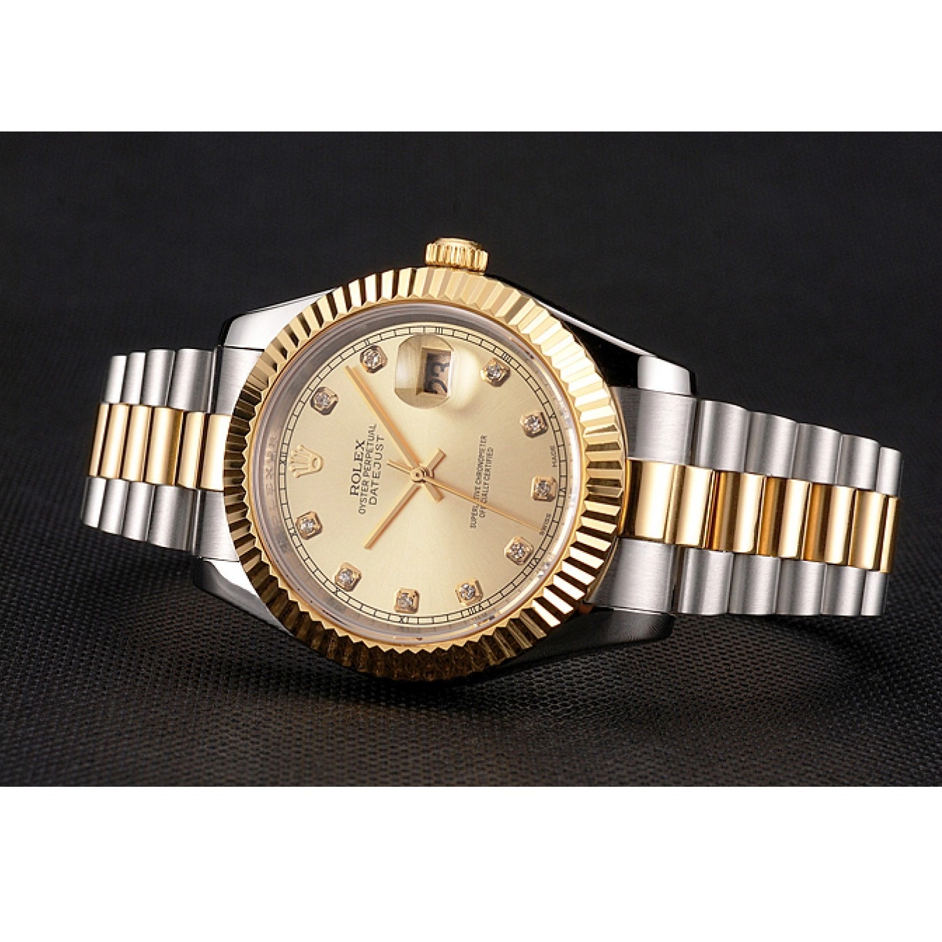 AAA Replica Watches And Gold Stainless Dial Tone Bracelet Datejust Bezel Case Two Steel Swiss Rolex 0824